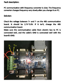 La comunicación de la PC con el convertidor de frecuencia es lenta
